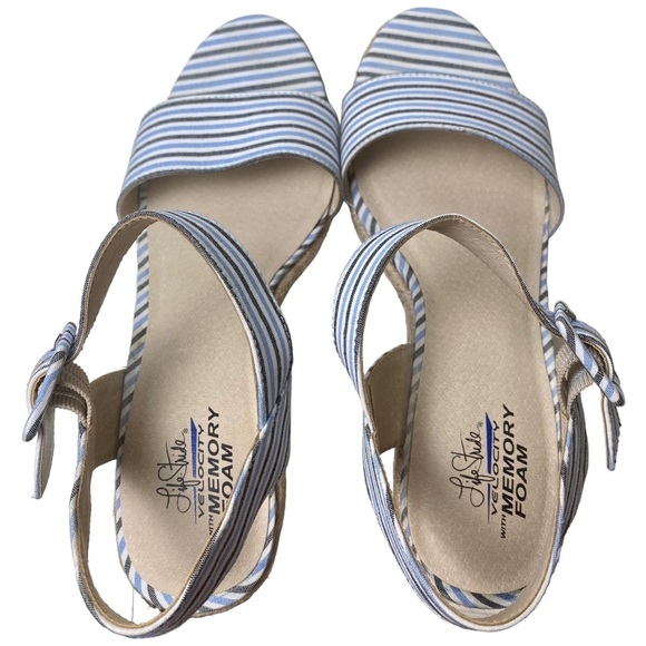LifeStride Women's Tango Espadrille Wedge‎ Sandal Blue Multi Striped Size 8M - Picture 8 of 12
